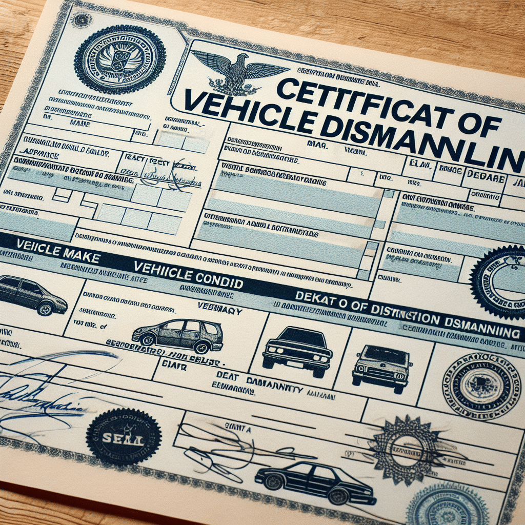 zaświadczenie o demontażu pojazdu