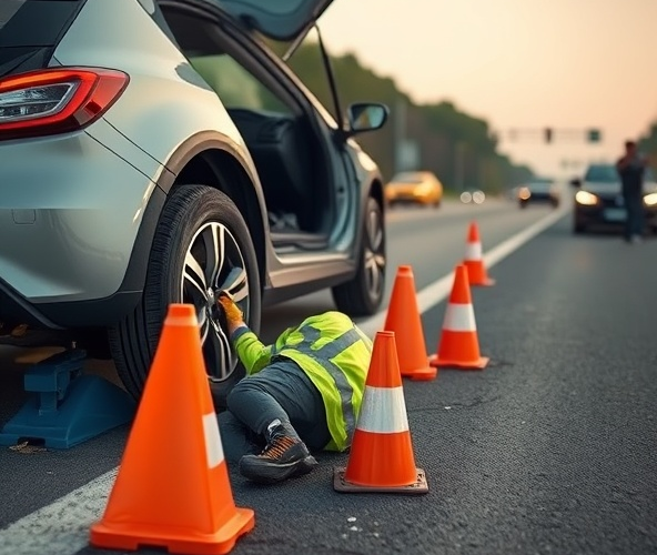 Przebita opona co zrobić, by bezpiecznie wymienić koło na poboczu?
