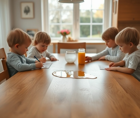 Olejowosk czy lakier na dębowy stół jadalniany przy małych dzieciach?