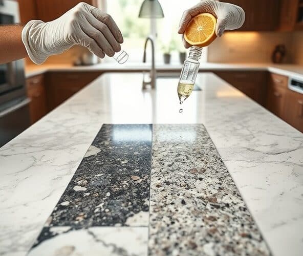Który kamienny blat kuchenny lepiej zniesie kwasy?