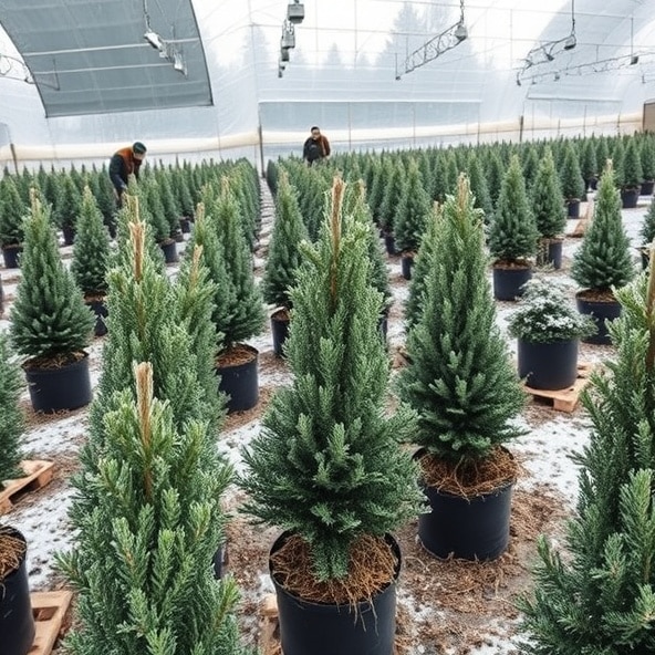 szkółka drzewek iglastych