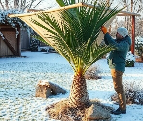Jak okryć palmy mrozoodporne w gruncie przy –15°C bez ich przegrzania?