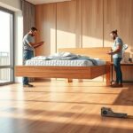 łóżko drewniane lewitujące