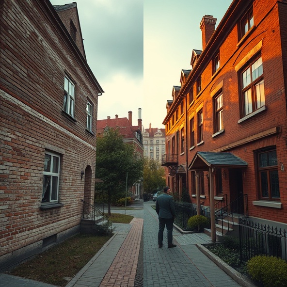 elewacje domów łódź