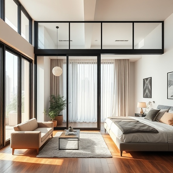 nowoczesna ścianka loftowa cienkoprofilowa