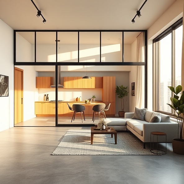 nowoczesna ścianka loftowa cienkoprofilowa