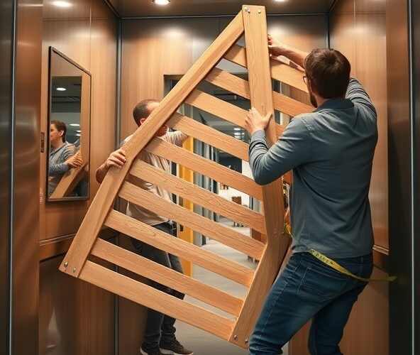 Czy bukowy stelaż pod materac 80×180 zmieści się w windzie?